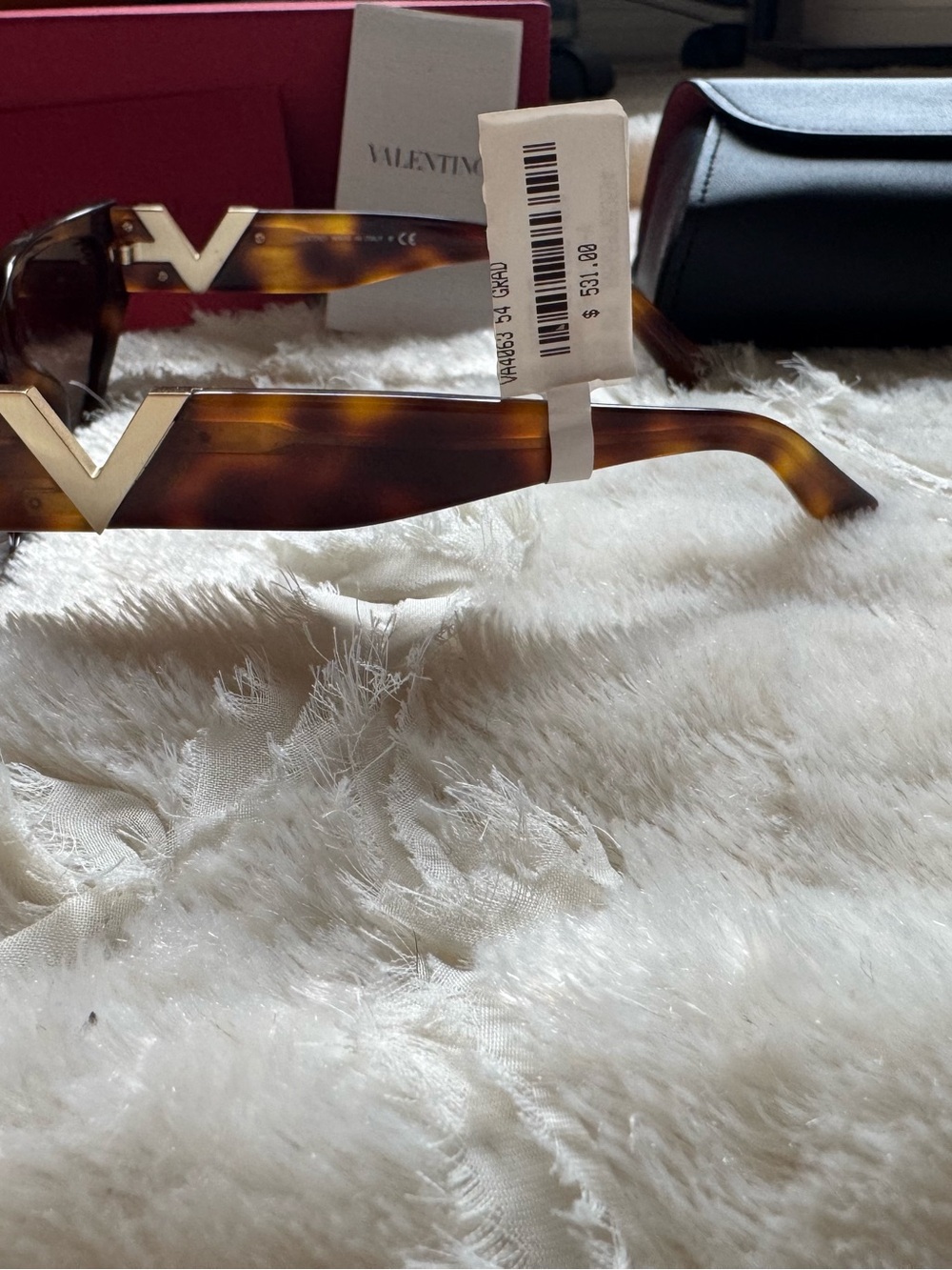 Valentino Tortoiseshell Cat Eye Sunglasses with Gold Accent - Picture 4 of 9